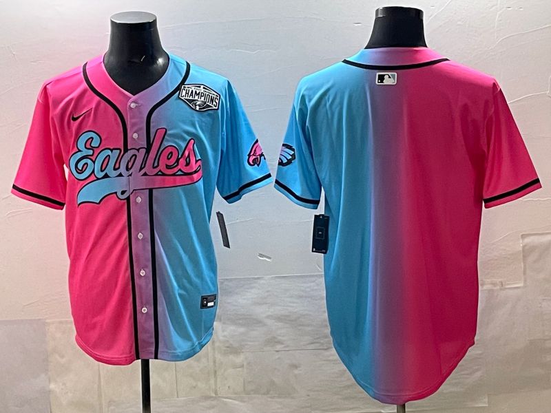 Men 2025 Philadelphia Eagles Blank Blue pink Nike Limited NFL Jersey style 07->philadelphia eagles->NFL Jersey